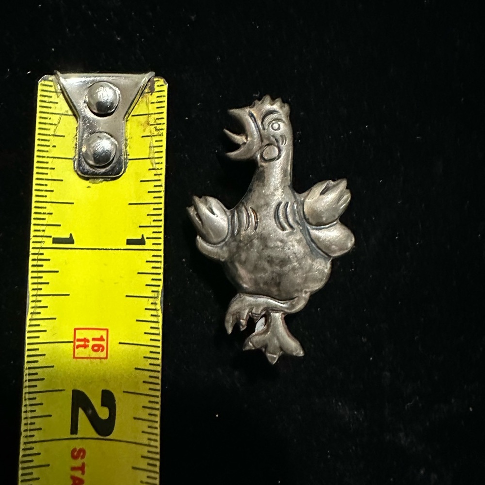 Silver Chicken Brooch